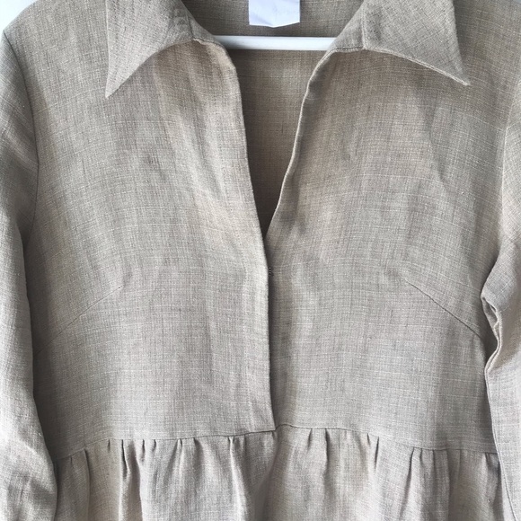 Paris Georgia Beige Linen Larry Dress Size Small - Picture 7 of 11